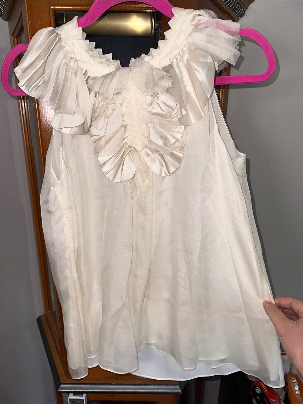 Rebecca Taylor Cream Ruffle Silk Blouse